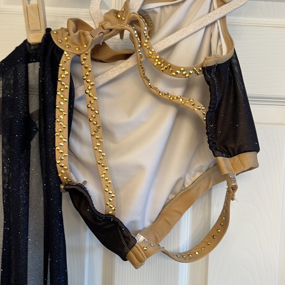 Lyrical Blue & Gold costume two pieces connected by mesh - Picture 6 of 14